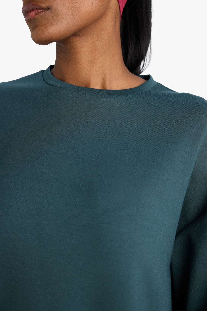 DeFacto Green Woman DeFactoFit Oversize Long Sleeve Modal Sweatshirt Casual - Image 5